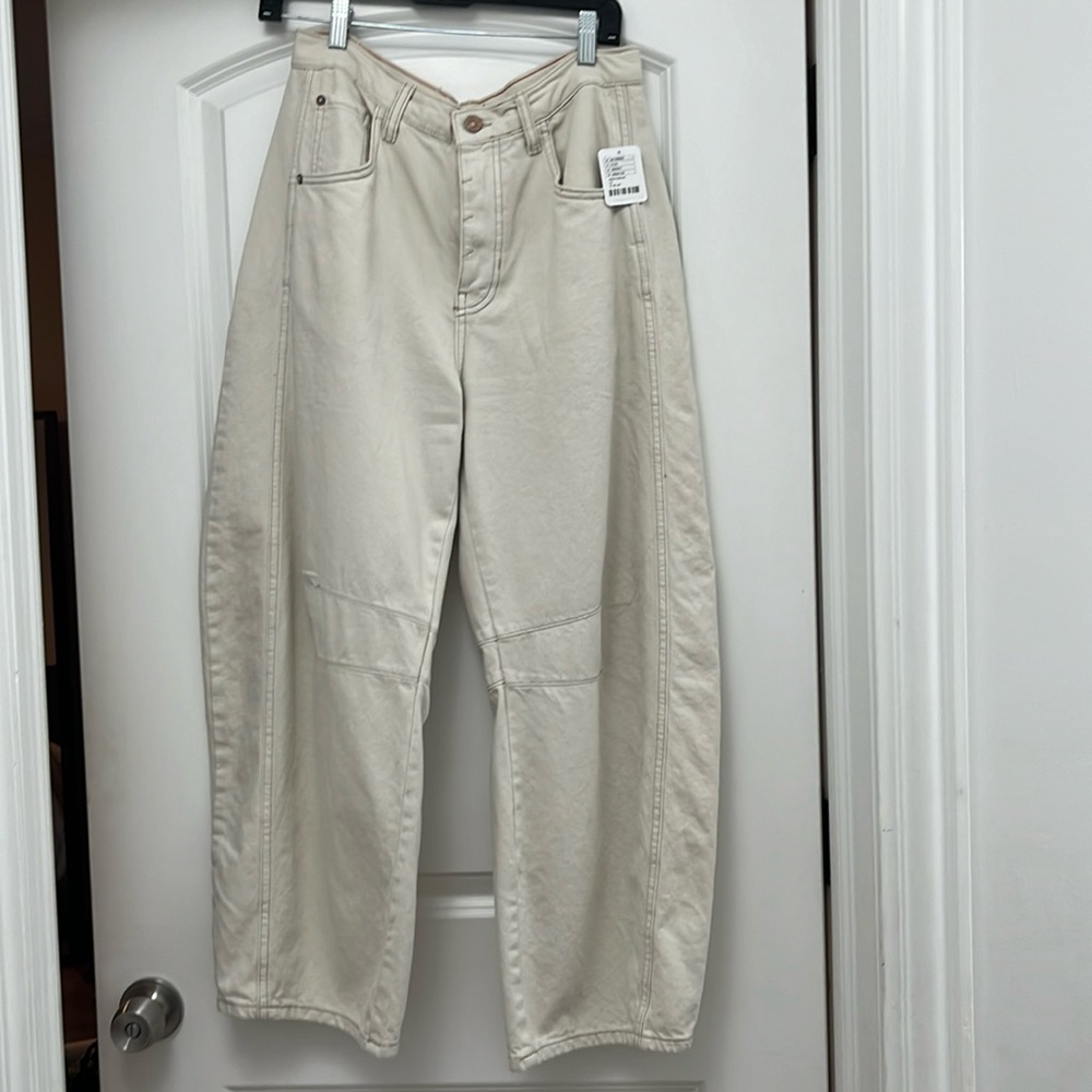 NWT We The Free Good Luck Mid-rise Barrel Jeans 27